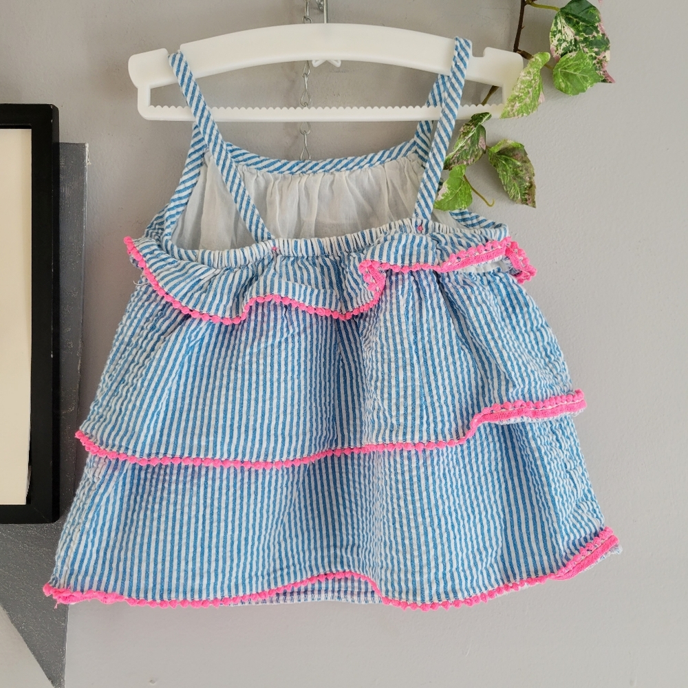 Baby Boden‎ Girl's Stripe Tiered Pom Trim Top 18-24 Months - Picture 2 of 8
